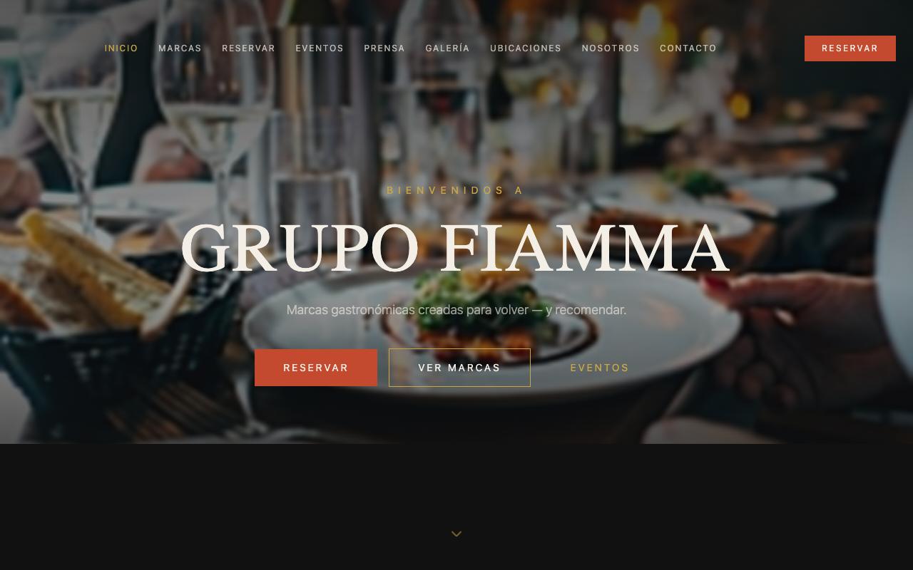 Ejemplo de página web para grupo restaurantero